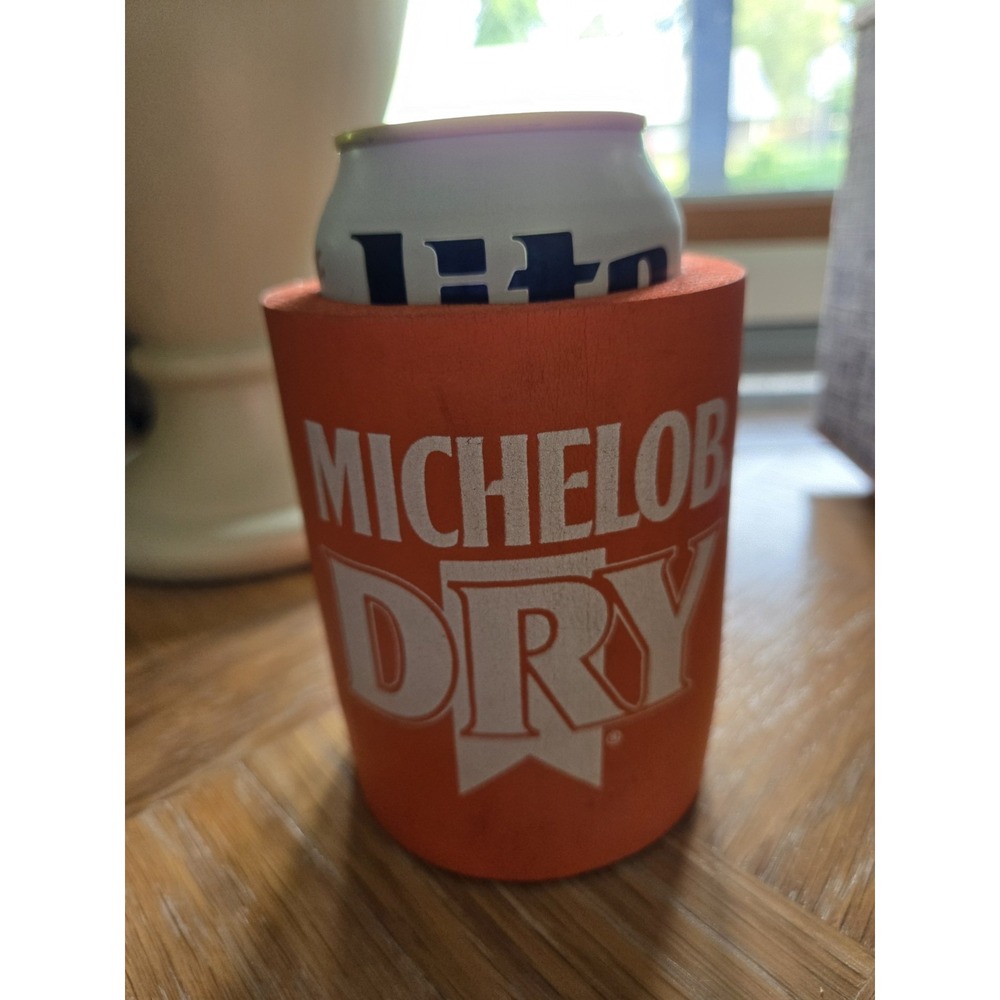 Vintage Michelob Dry Beer Foam Can Koozie Orange Retro Drink insulator